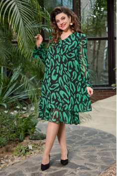 Шифоновое платье Moda Versal П2377 черно-зеленый