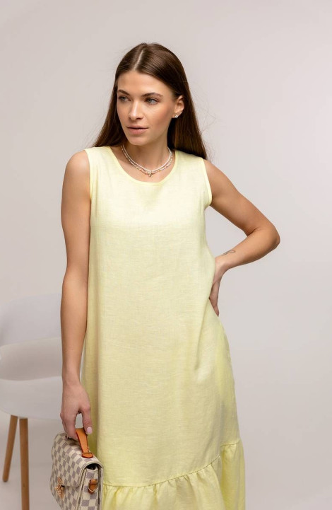 Льняное платье Romgil 122ЛЛТК бледно-желтый