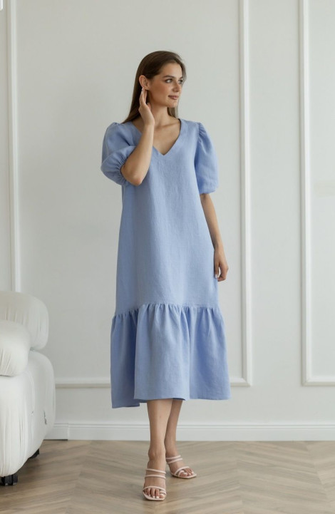 Льняное платье Atelero 1069 голубой