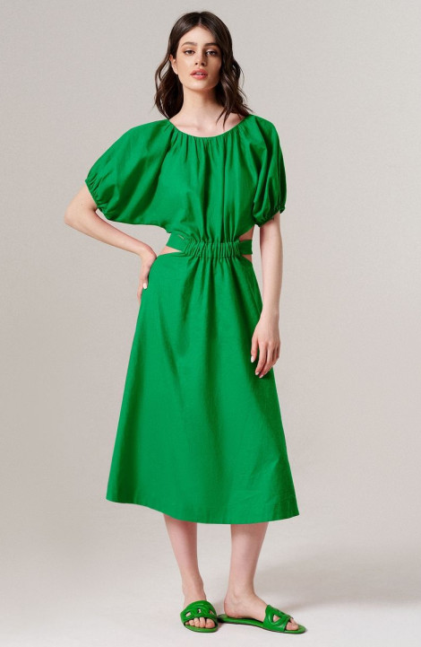 Льняное платье Панда 143380w зеленый