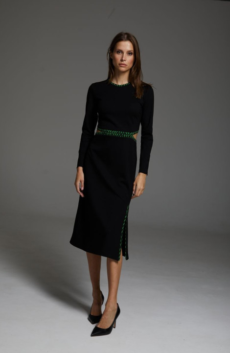 Трикотажное платье DAVA 184 черный-зеленый