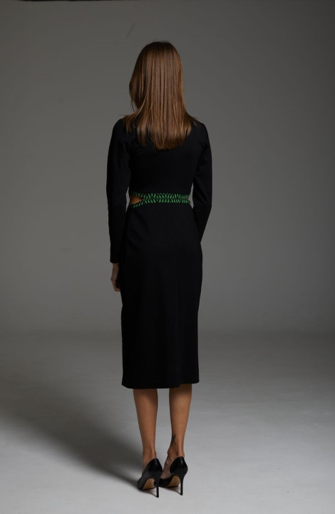 Трикотажное платье DAVA 184 черный-зеленый