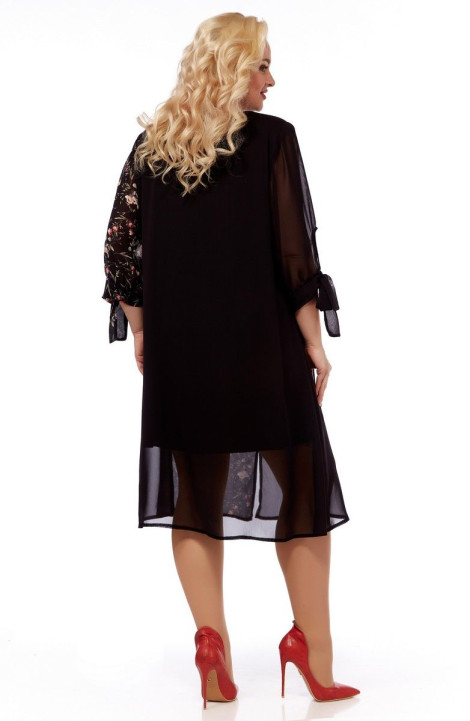 Шифоновое платье Belinga 1218 черное-цветное