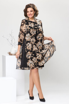 Шифоновое платье Romanovich Style 1-2628 коричневые_цветы