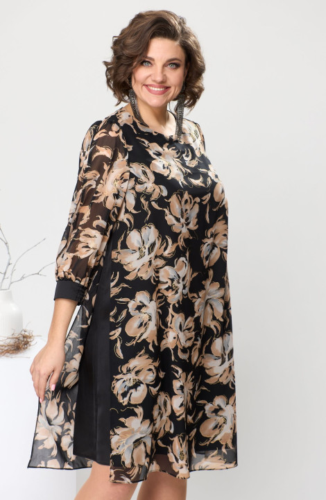 Шифоновое платье Romanovich Style 1-2628 коричневые_цветы