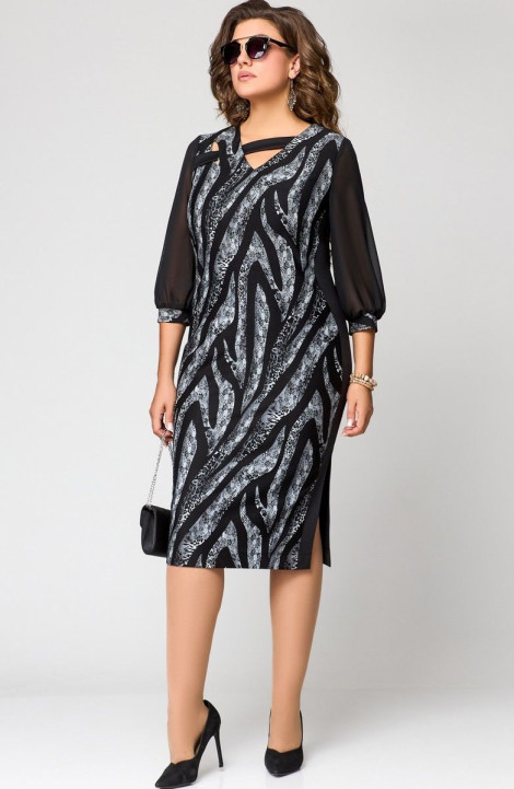 Платье EVA GRANT 7220 черный+серый