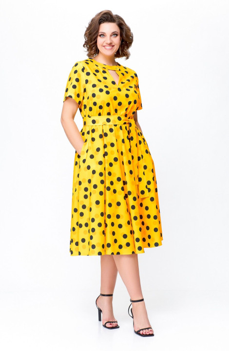 Платье Swallow 738 солнечно-желтый+горошек