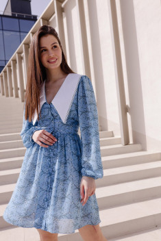 Платье Krasa М382-24 голубой_в_цветы_мини