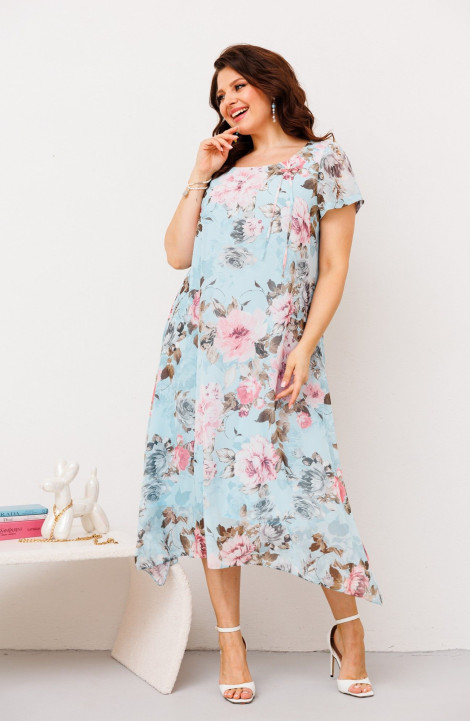 Платье Romanovich Style 1-1332 голубой_цветы