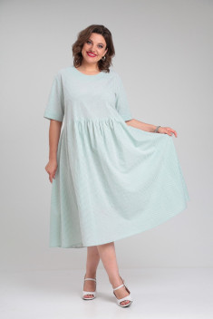 Платье Avenue Fashion 0129 молочный+пастельно_зеленый