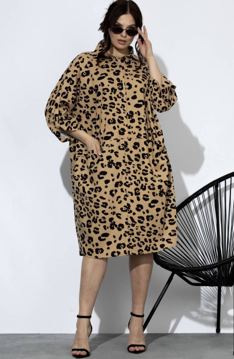 Льняное платье SOVA 11168 леопард