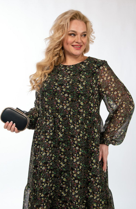 Шифоновое платье Michel chic 2117 черный-зеленый