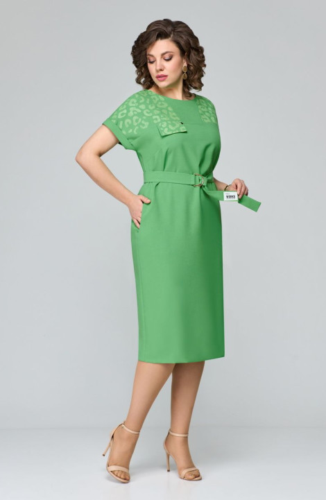 Льняное платье Мишель стиль 1110 зеленый