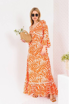 Платье BARBARA В173 зебра/оранжевый