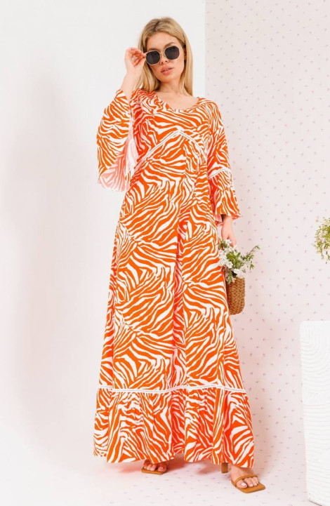 Платье BARBARA В173 зебра/оранжевый
