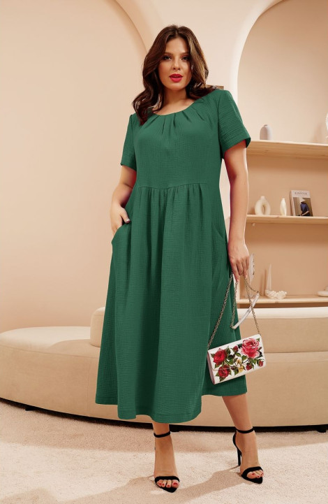 Хлопковое платье Lissana 4651 сосново-зеленый
