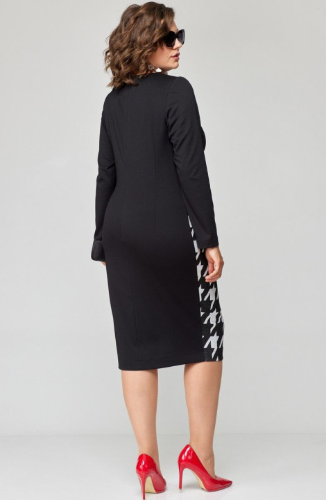 Трикотажное платье EVA GRANT 9000 черный+гусиная_лапка