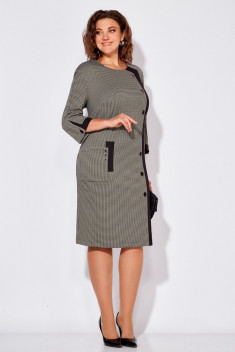 Трикотажное платье Tellura-L 1708 серый+коричневый