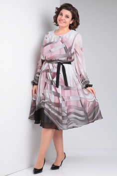 Платье Your size 2220 розово-серый_принт