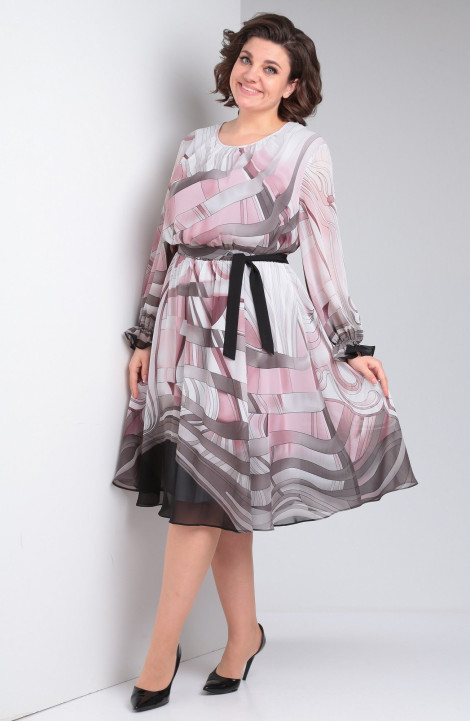 Платье Your size 2220 розово-серый_принт