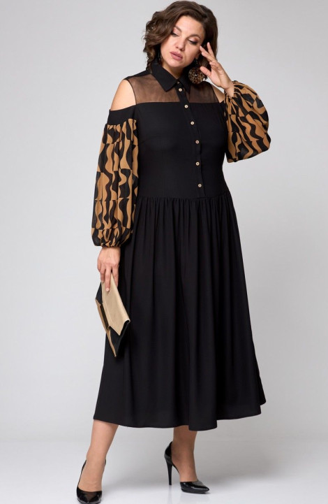 Платье EVA GRANT 7216 черный+коричневый
