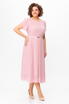 Платье Swallow 741 нежно-розовый+горох