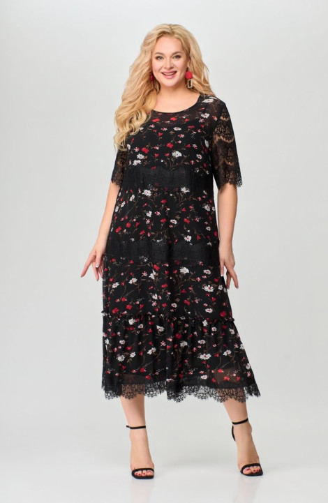 Шифоновое платье Svetlana-Style 1505 черный+красные_цветы