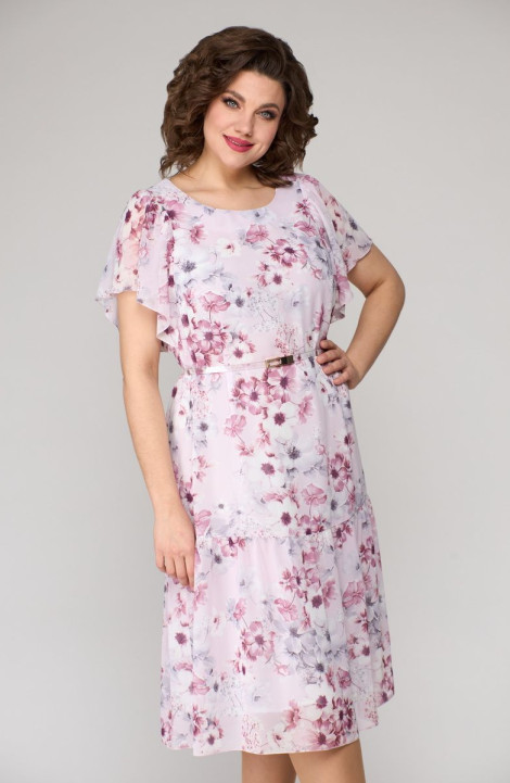 Шифоновое платье Мишель стиль 1123 сиренево-розовый