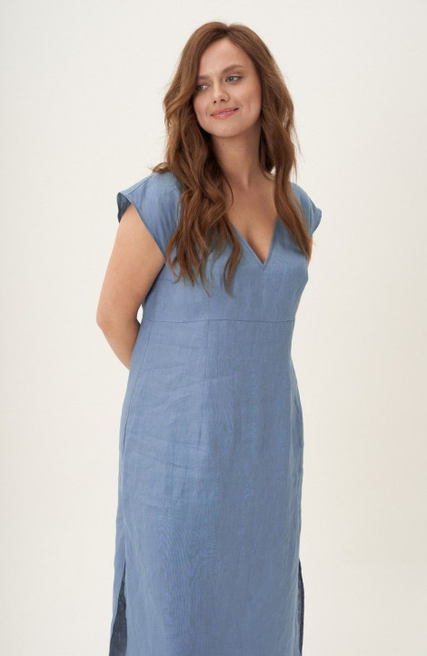 Льняное платье Fantazia Mod 4524 голубой