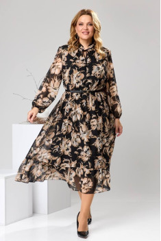 Платье Romanovich Style 1-2597 черный/коричневый