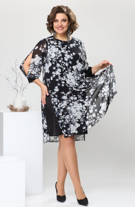 Шифоновое платье Romanovich Style 1-2628 чёрный_белый