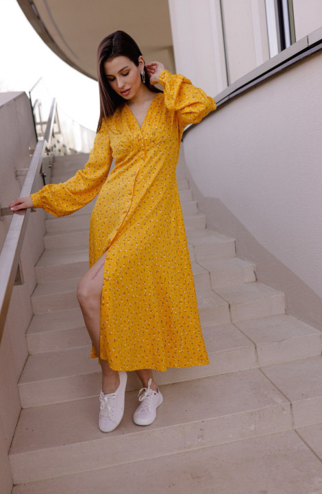 Платье Krasa М299-24 желтый_в_цветы