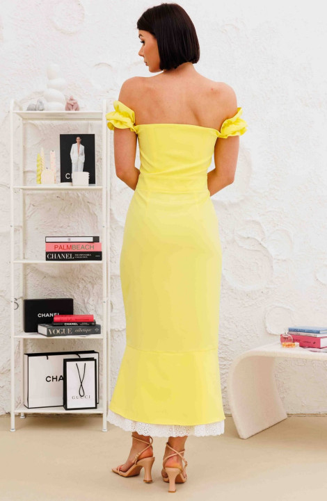 Платье AURA of the day 3265 лимонный+молочное кружево