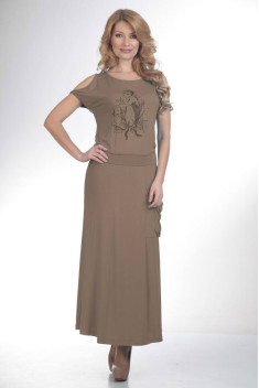 Трикотажное платье Liona Style 475 кофе