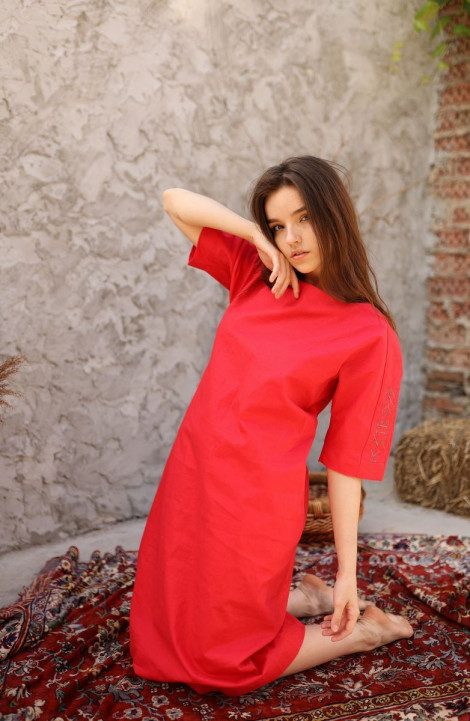 Льняное платье АМУЛЕТ 9596 рубин