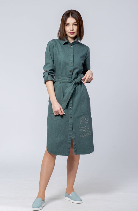 Льняное платье Individual design 20112 темно-зеленый