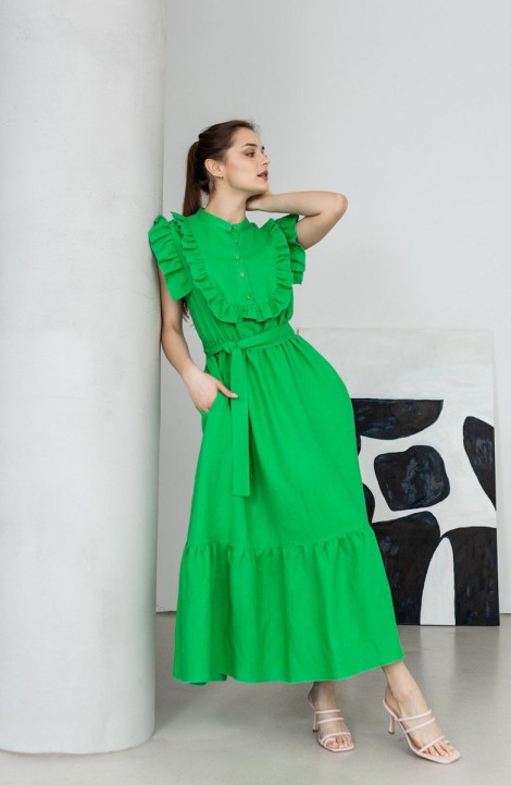 Льняное платье Atelero 1067 зеленый