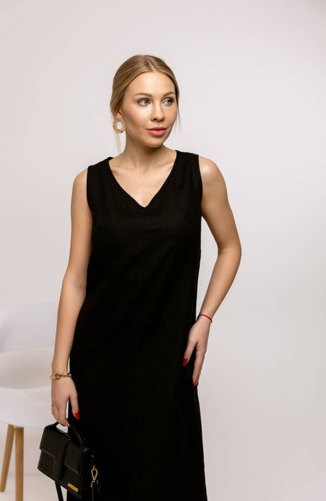 Льняное платье Romgil 124ЛЛТК черный