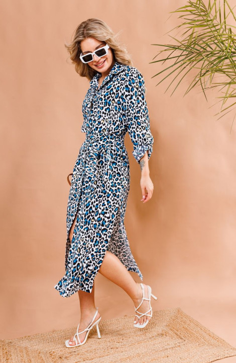 Платье NikVa 368-2 леопард_бирюзовый