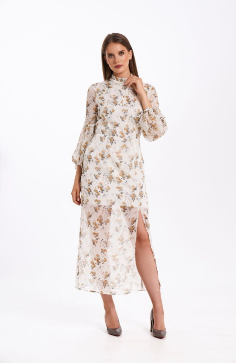 Шифоновое платье KaVaRi 1049.1 белый_принт_цветы