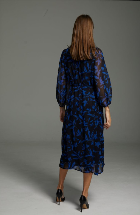Шифоновое платье DAVA 186 черный-синий