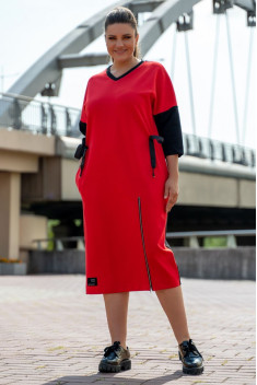 Трикотажное платье Andina 821-1 черный-красный