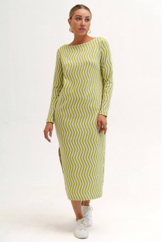 Трикотажное платье Ivera 1113L зеленый, молочный