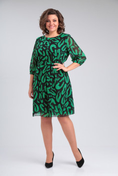 Шифоновое платье Pocherk 1-021 черно-зеленый