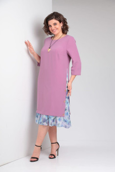 Платье Милора-стиль 758 розовый+голубой