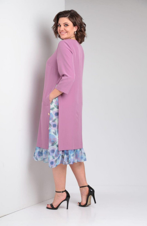 Платье Милора-стиль 758 розовый+голубой