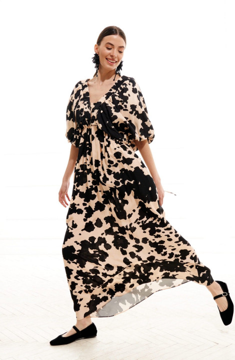Платье ELLETTO LIFE 1010 бежево-черный
