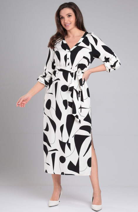 Платье LeNata 16409 черно-молочный