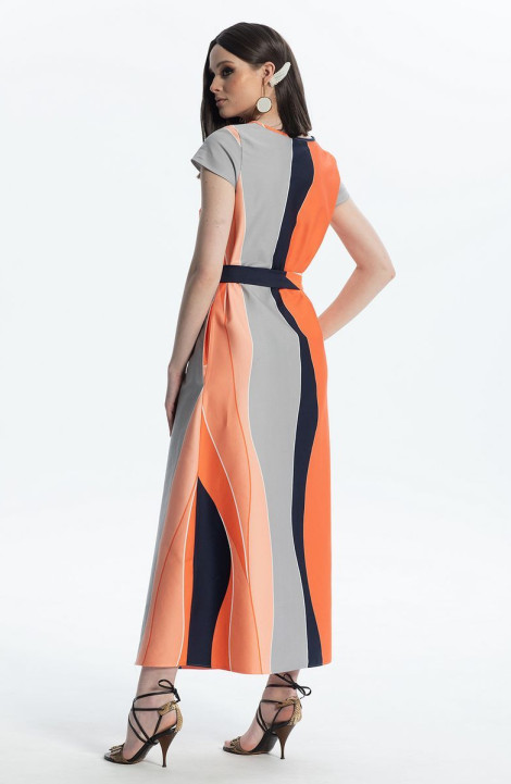 Хлопковое платье Diva 1480 оранжевый-синий