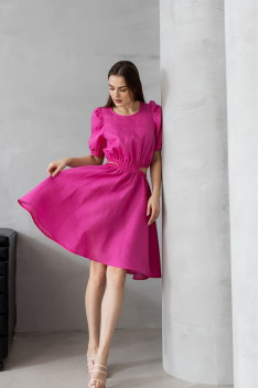 Льняное платье Atelero 1027 розовая_фуксия